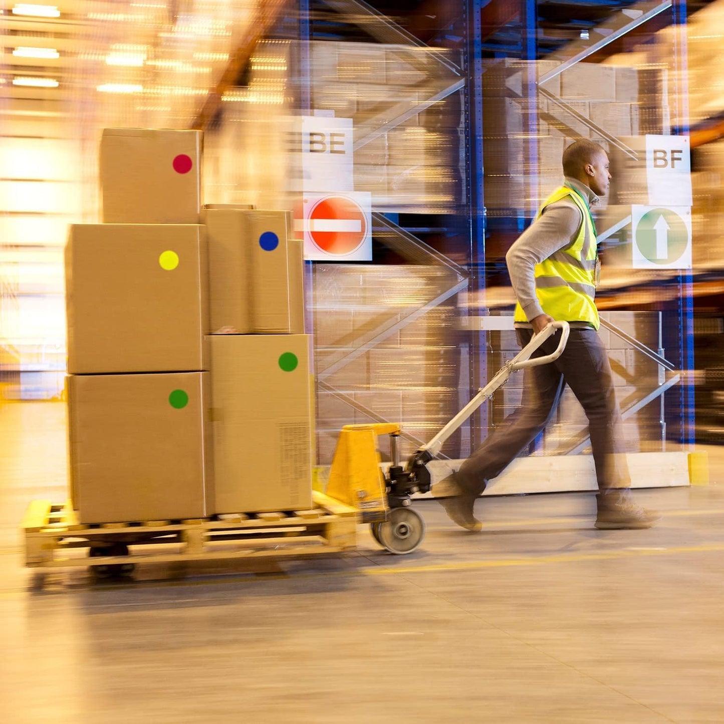 ChromaLabel 3 Inch Circle Sticker Labels, High Visibility Round Colored Stickers, Permanent Adhesive Labels - 500 Colored Sticky Dots per Roll, Dark Blue Label - Case of 5