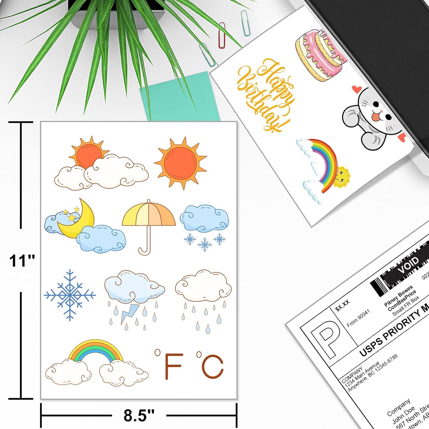 Sticker Paper, BESTEASY 8.5" x 11" Full Sheet Label Stickers for Laser Inkjet Printer, Self Adhesive Printer Paper Shipping Labels, White Matte Mailing Label Stickers (100 Sheets,100 Labels)