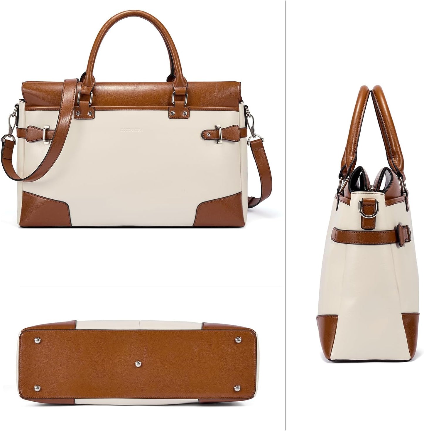 BOSTANTEN Briefcase for Women Leather Laptop Bag 15.6 inch Computer Messenger Office Business Work Tote