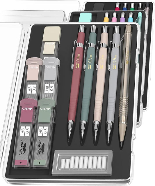 Mr. Pen- Mechanical Pencil Set with Leads and Eraser Refills, 5 Sizes - 0.3, 0.5, 0.7, 0.9 and 2 Millimeters, for Drafting, Drawing and Sketching, Back to School Supplies