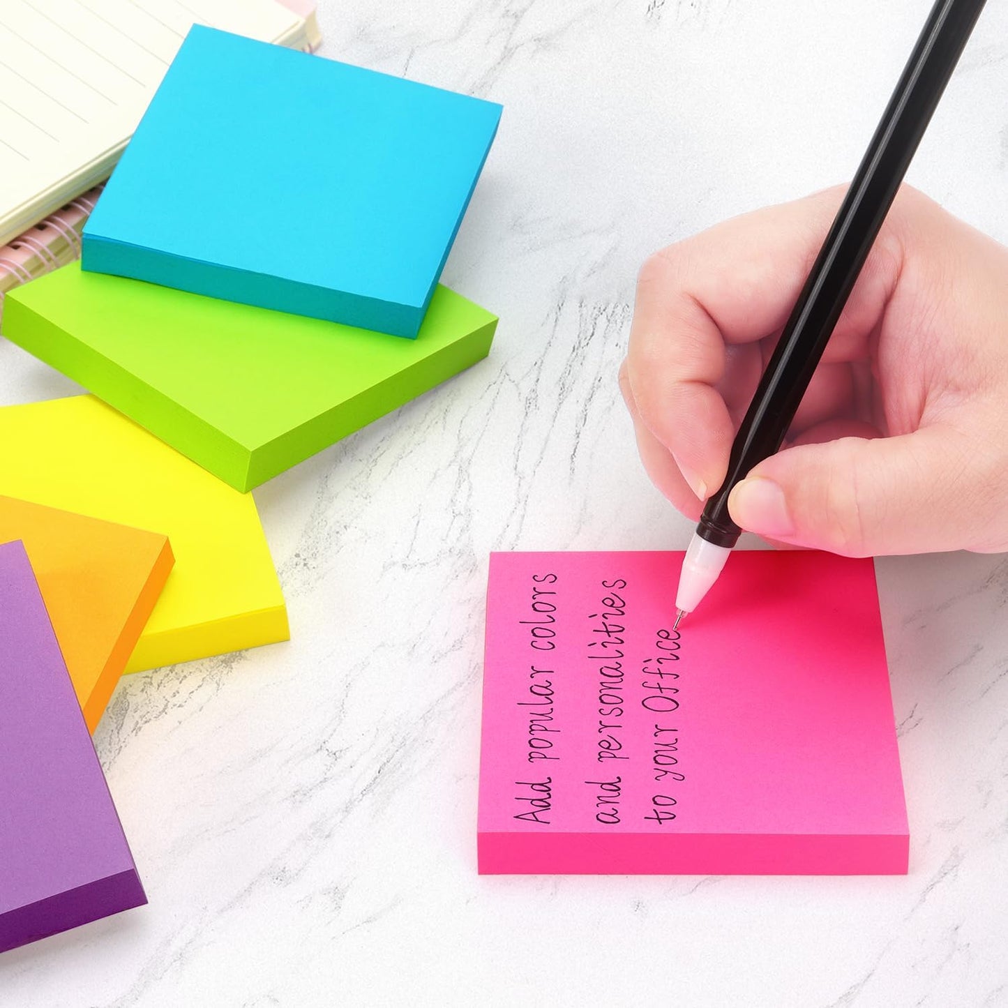 Sticky Notes 3x3 Pop Up Self-Stick Notes Pads with 6 Bright Colors, Easy to Post for Office, School, Home, 6 Pads/Pack, 100 Sheets/Pad(Pop Up)