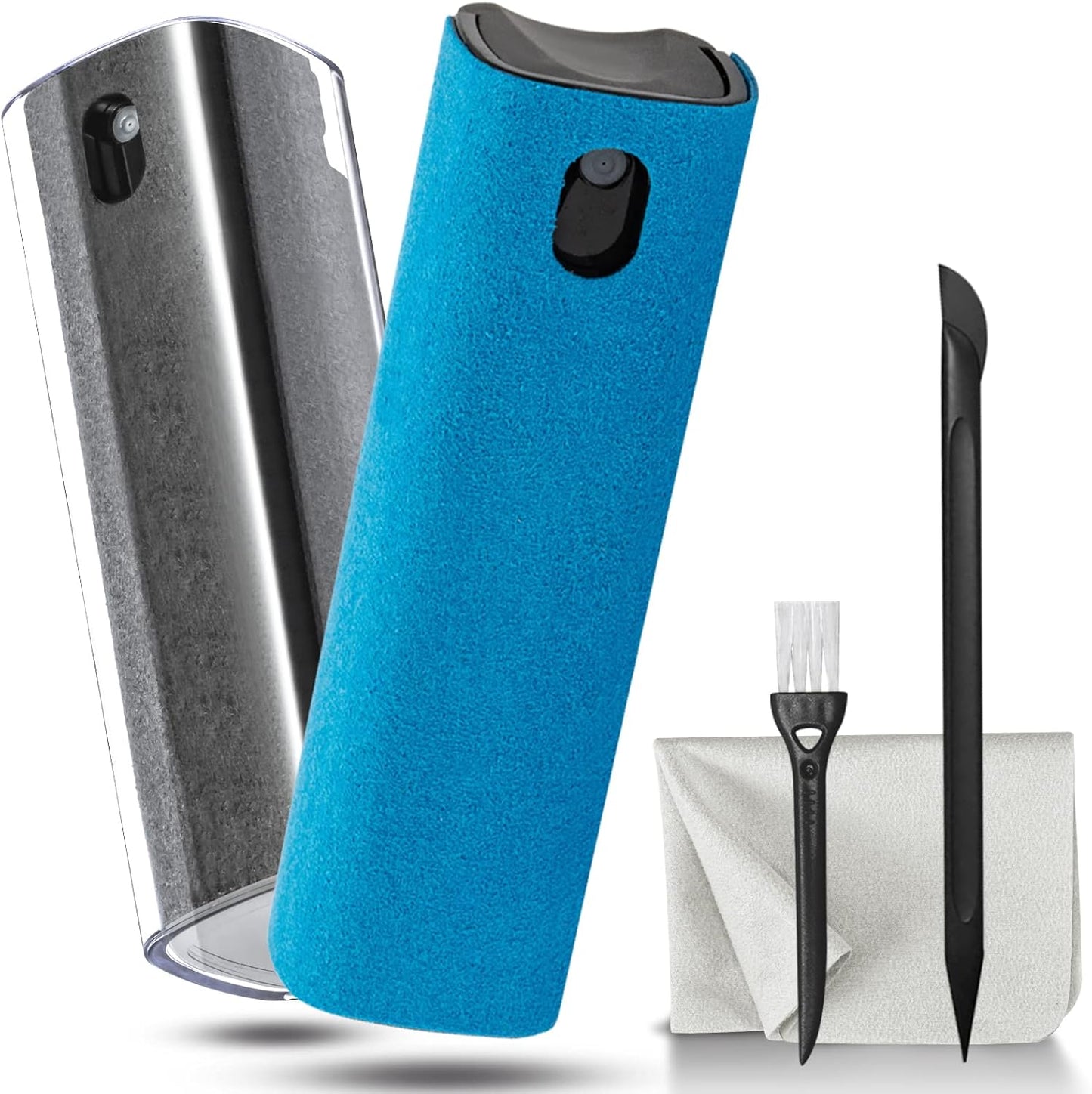 2 Pack Car Touch Screen Mist Cleaner, walrfid Laptop Screens and Phone Touchscreen Cleaning Kit for iPad, iPhone, MacBook Pro with Aipods Cleaning Pen, Small Brush and Eyeglass Cloth - Grey and Blue