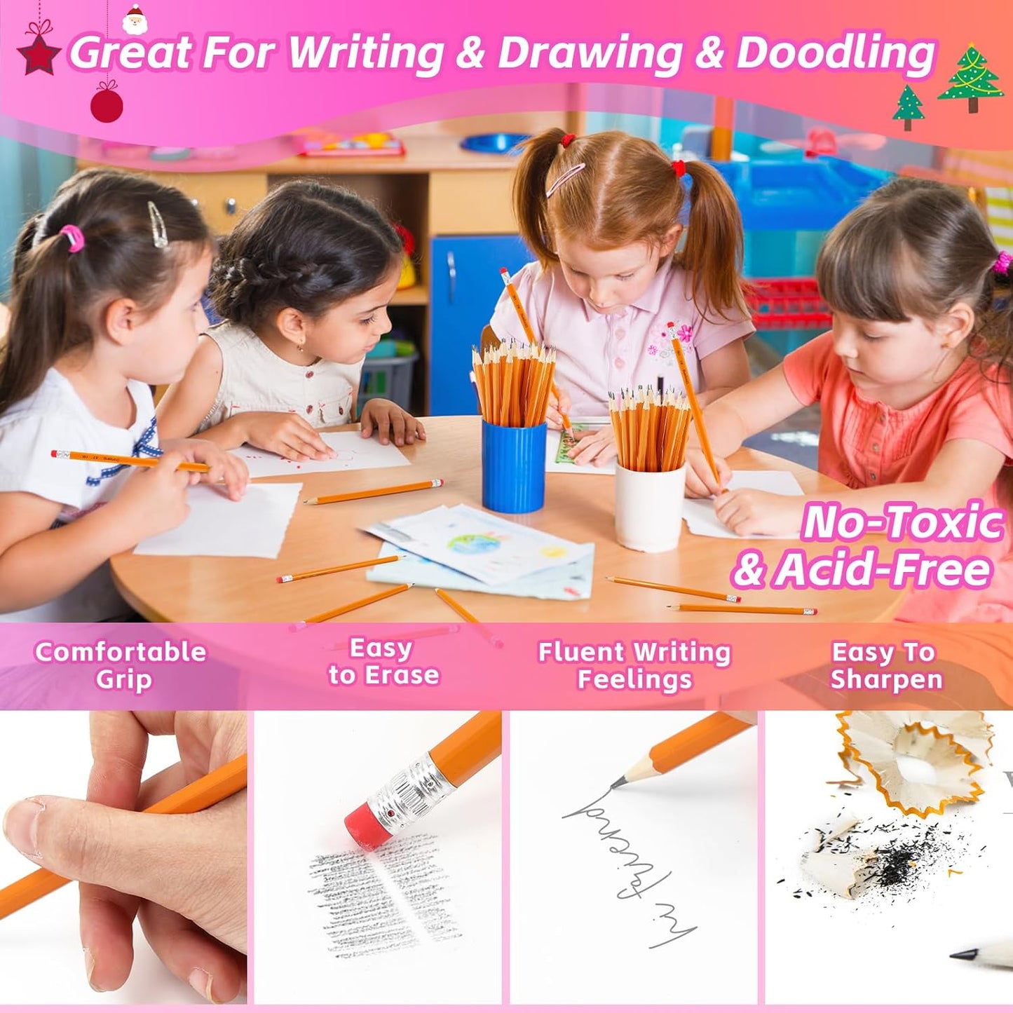 Back to School Supplies, 1200 Pack #2 HB Pencils Bulk, Pre-Sharpened No 2 HB Yellow Pencils with Erasers for Writing Drawing and Sketching,School Classroom Office Teacher Supplies for Kids and Adults