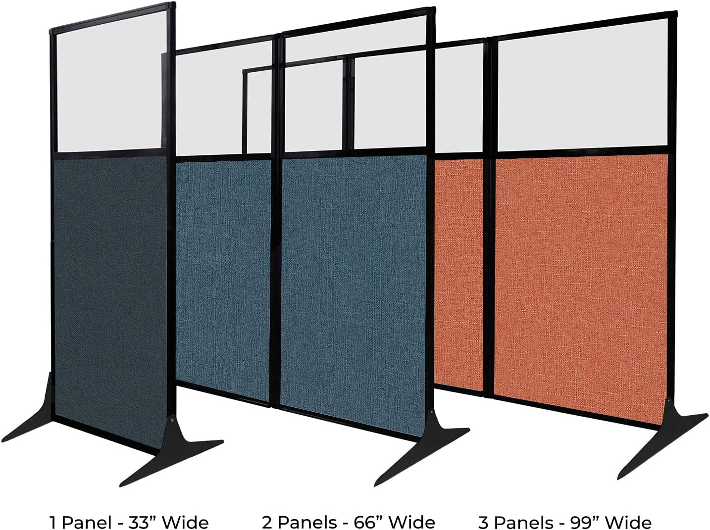 Versare Workstation Partition | Portable Wall Divider | Modern Office Cubicle | Free Standing Privacy Screen | Flexible Work Space | 66" x 70" W/Window, Cloud Gray Fabric Panels
