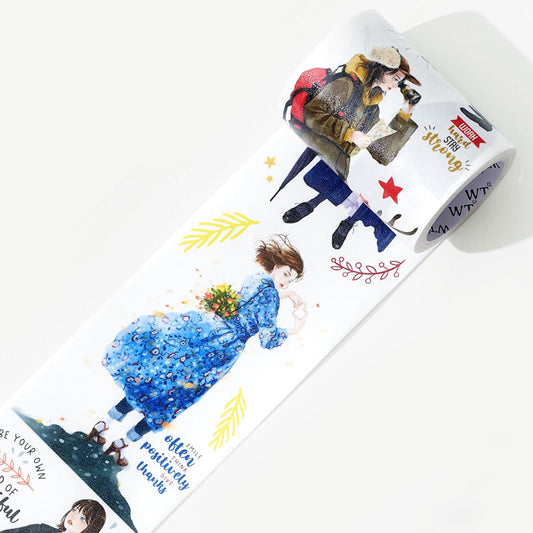 WT Twilight Zone Wide Washi Tape, Single Roll, Original Designs, Modern Girls Decorative Tape, Fashion Characters Figures, Washi Tape for Journaling, Bujo Planner Supplies, DIY Paper Tapes