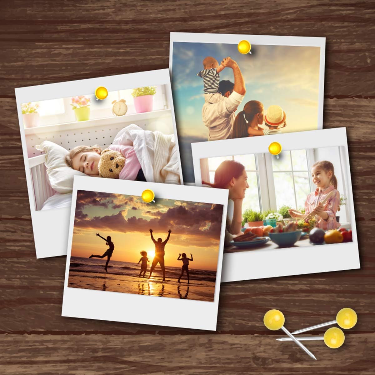 Map Tacks 1/8-Inch Assorted Color Beads Head Map Marking Push Pins,500-count (Yellow)