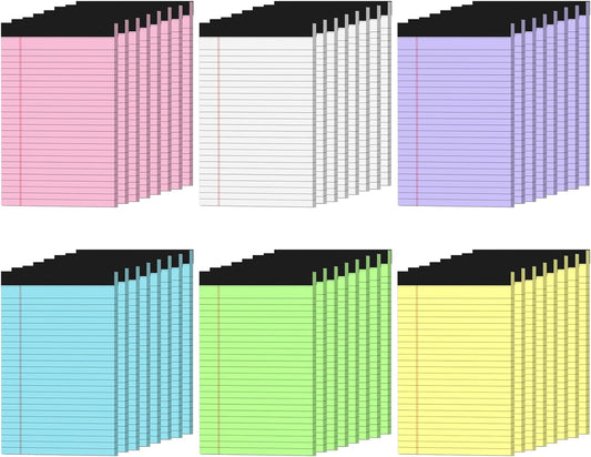 Colored Note Pads 5x8, 48 Pack Pink Small Legal Pads 5x8, College Ruled Small legal Notepads Easy Tear-off, Perforated Lined Writing Pads 5x8, 30 Sheets Colored Mini Legal Pads for Office, School
