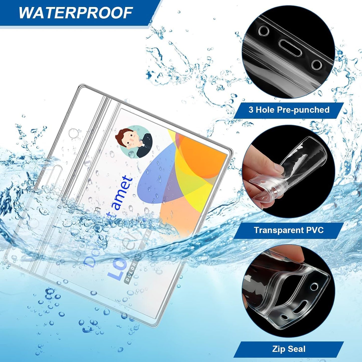 100Pcs Lanyards for ID Badges and 100 Pcs Clear Plastic Horizontal Name Badge ID Card Holders, Flat Neck Lanyards with Clip Waterproof Resealable Name Tag Badge ID Card Holders (Green)