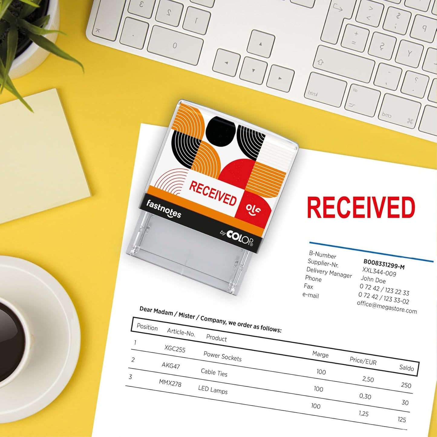 Fastnotes Received Self-Inking Rubber Stamp by COLOP - Great for Office Documents, Notary, Warehouse, Accounting Paperwork, Business, and Legal Documentation - Red Ink (Received- Red)