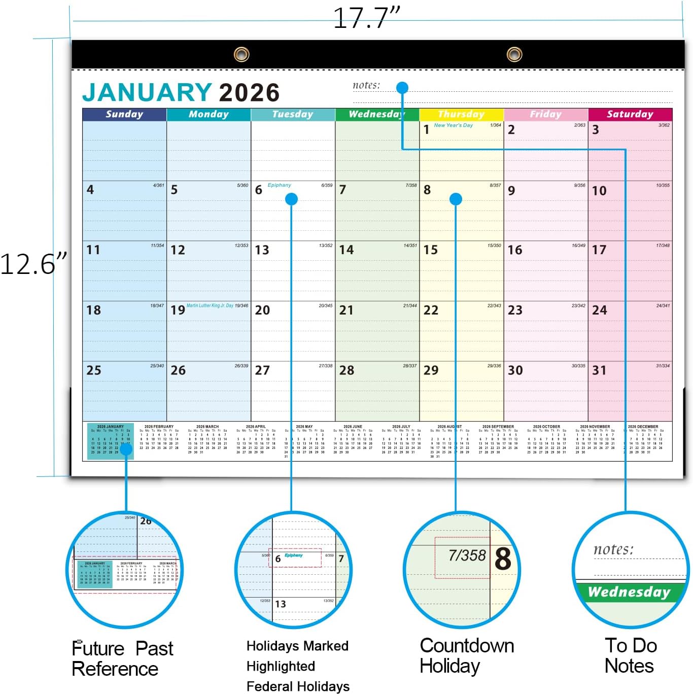 Desk Calendar2026-2027, With 3 sticker, 18 Month Calendar Running to June 2027-17" x 12" Desktop/Wall Monthly Calendar for Homeschool or Office