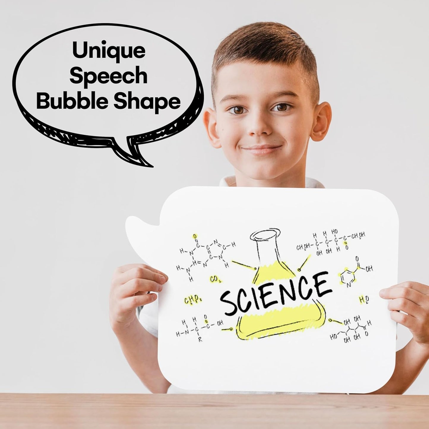 Speech Bubble White Board - Set of 10 - Dry Erase Answer Paddle for Kids and Adults - Smooth Surface for Easy Writing and Wiping - Reusable Paper Material - White