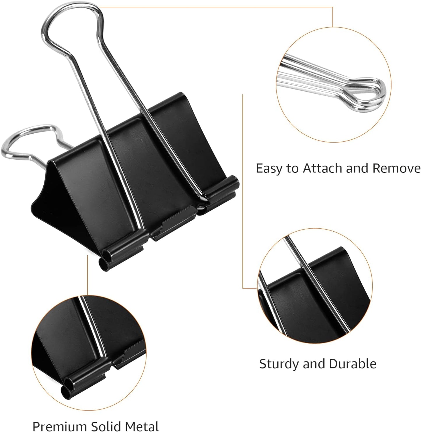 Amazon Basics Binder Paper Clips, Medium Clip (Small Box), 24 Count, 2 Pack of 12, Black