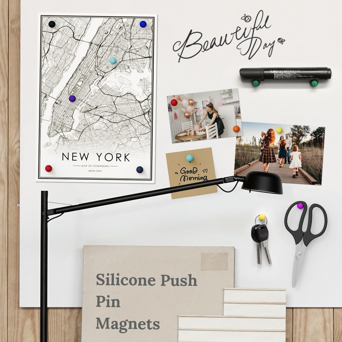 SMART&COOL Silicone Anti Scratch Push Pin Refrigerator Magnets, Thumbtack Magnets for Fridge, Dry Erase Board, Whiteboard, Office, Classroom, School (40 Pack, Multi)