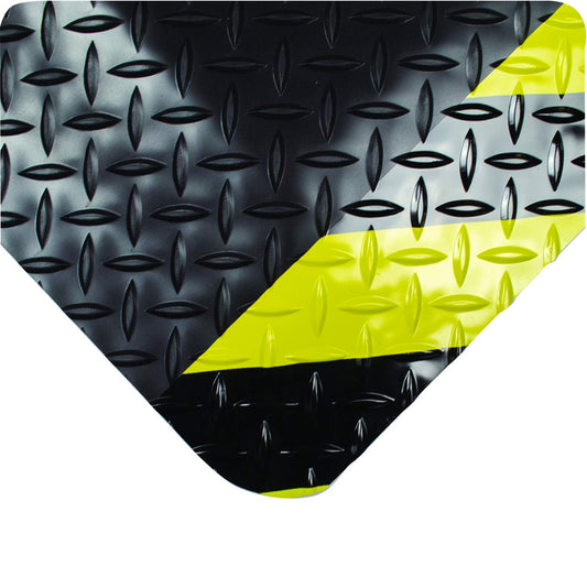 Wearwell 414.1516x2x53CHV Diamond-Plate SpongeCote UltraSoft Mat, 53' Length x 2' Width x 15/16" Thick, Black with Chevron
