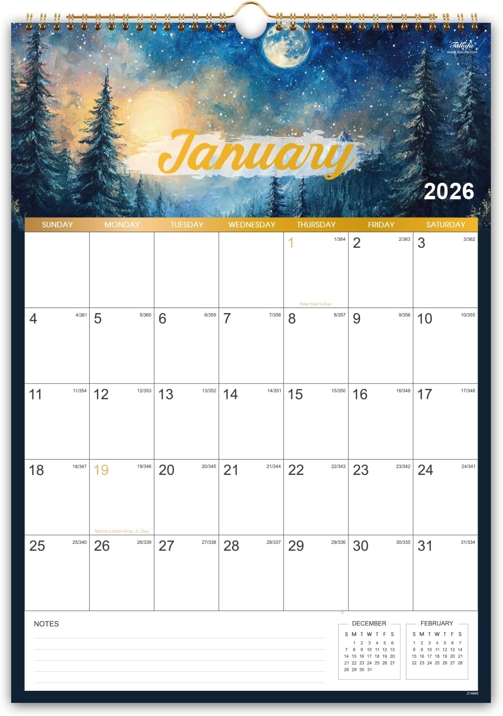 2026 Wall Calendar - 2026 Calendar, JAN 2026 - DEC 2026, 12" x 17", Large Calendar 2026 with Twin-wire Binding, Notes, Perfect 2026 Wall Calendar 12 Month for Organizing