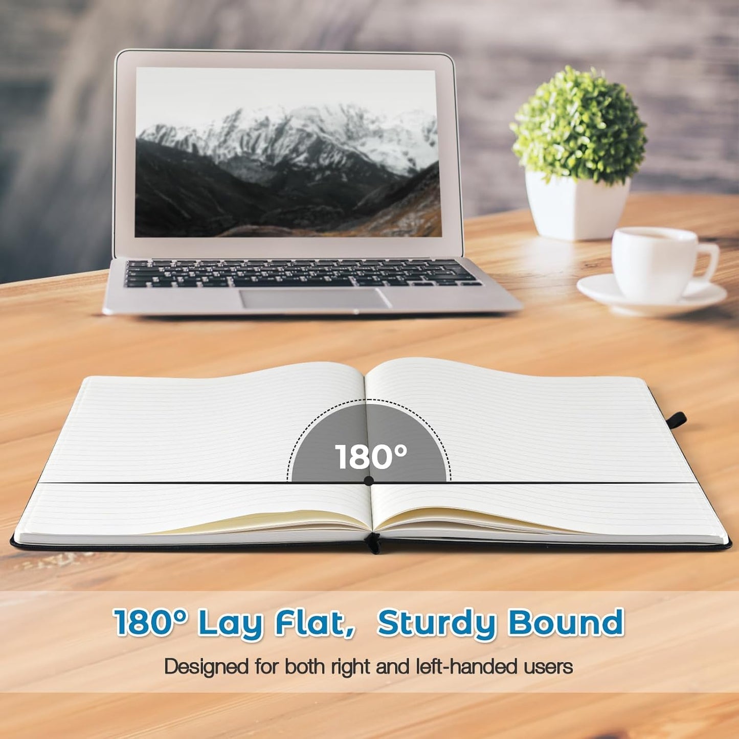 College Ruled Notebook, A4 Hardcover Leather Notebook for Work, Lined Notebook Journal for Women, Men, 192 Thick Paper, 8.5" x 11", Large Notebook with Pockets, Professional Business Notebook, Navy