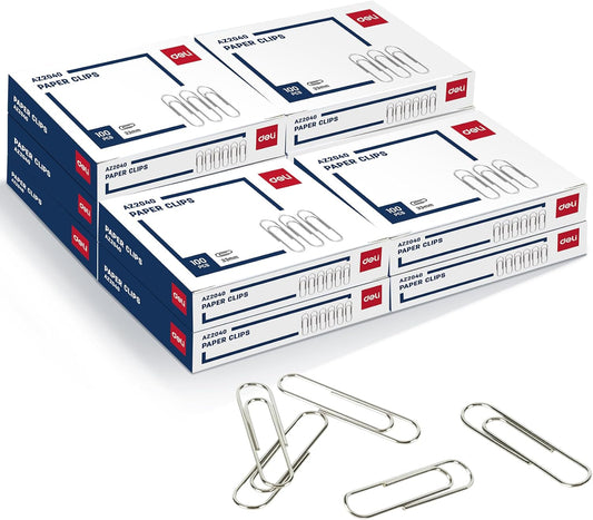Deli #1 Smooth Paper Clips, 1000 Medium Paper Clips, 10 Boxes of 100 Each, Silver