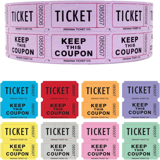 INDIANA TICKET CO. 2,000, Purple Raffle Tickets Double Roll, Premium Quality 50/50 Raffle Tickets, Tickets for Events, Carnivals, Door Prizes, Drinks and More