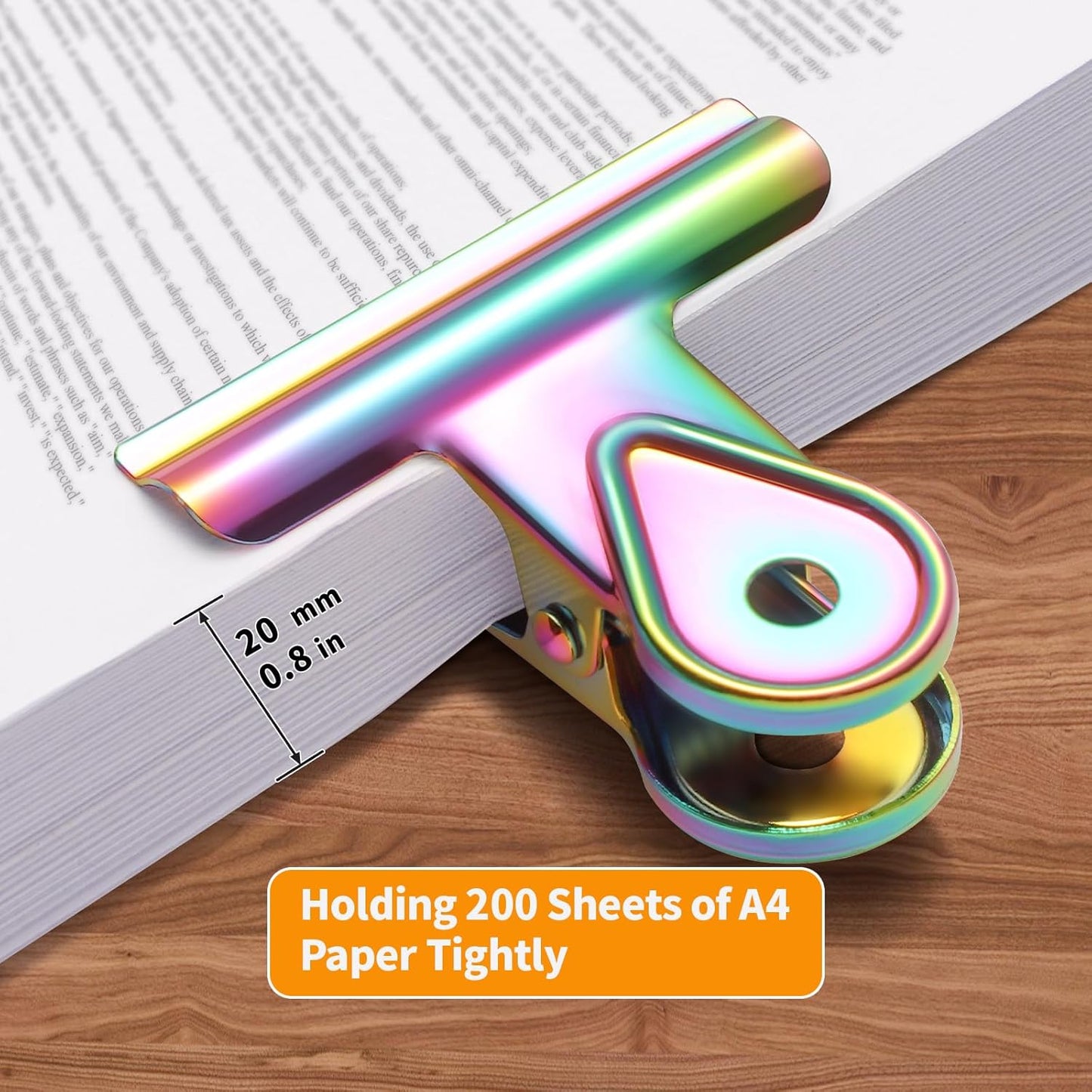 SIAMESE Bulldog Clips, 4 Pcs Binder Clips for Office & Kitchen, Multi-Purpose Binder and Food Bag Clamps for Sealing, Storage, Hanging (Rainbow Colors)