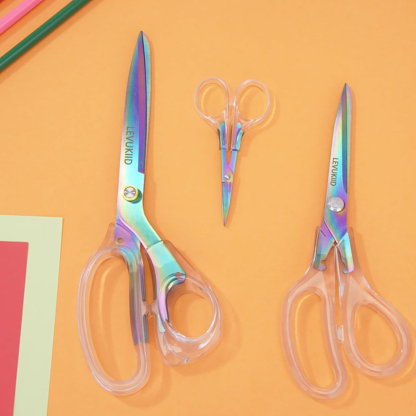 9 Inch All Purpose Scissors for Adults - Ins Style Clear Handle, 2Cr13 Stainless Steel Sharp Blade - Ideal for Fabric Crafts, Tailor's Shears - All-Purpose Fabric Scissors, Crafting & Office