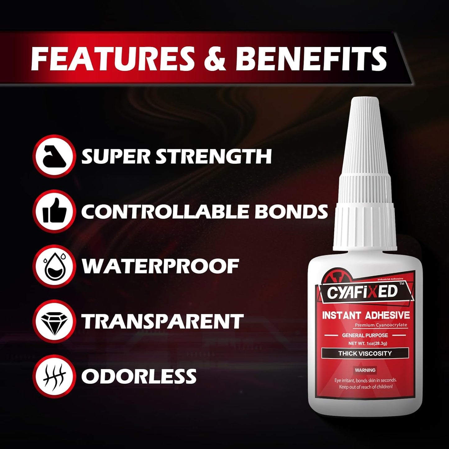 Super Glue Liquid, Instant Clear Cyanoacrylate Thick Viscosity Adhesive, Food Safe CA Glue for Shoe Sole Repair Leather Ceramic Plastic Glass Metal Wood Aquarium Porcelain Rubber Pottery Model Craft