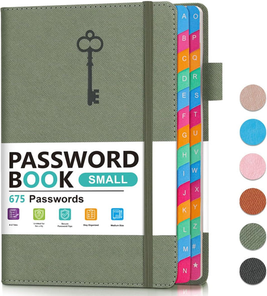 Small Password Keeper Book with Colorful Alphabetical Tabs, Hardcover Password Log-book for Internet Password and Website Address, 4.1"×6.2" Password Notebook for Home Office