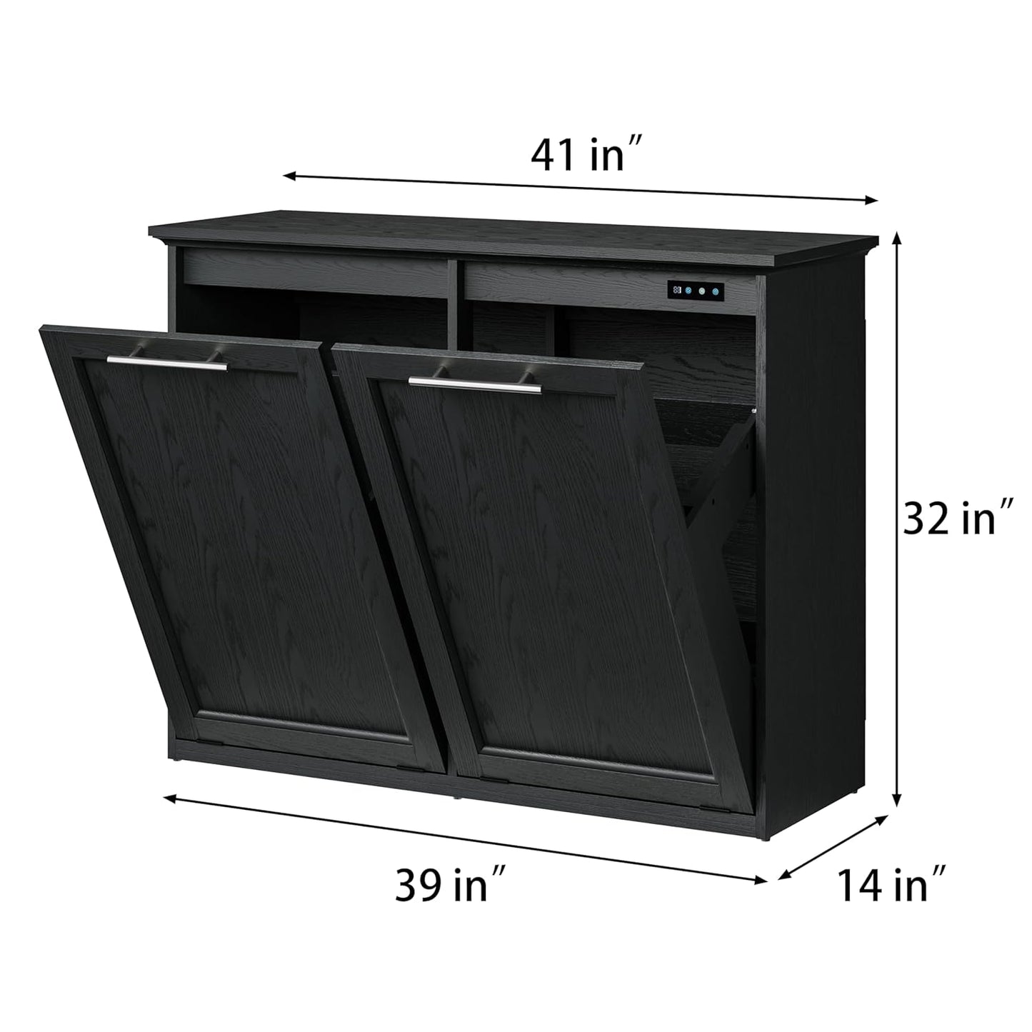 OLD CAPTAIN Tilt Out Trash Cabinet with Quick Installation and Deodorising Function, Wooden Freestanding Trash Can Cabinet Holds Up to 2x13 Gallons Capacity for Kitchen and Dining Room, Pure Black