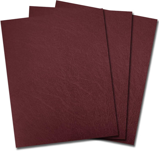 Binditek 50 Pack 16 Mil Leather Textured Polycovers - Binding Presentation Covers for Business Reports and Proposals, 8-1/2 x 11", Maroon, Office Supplies
