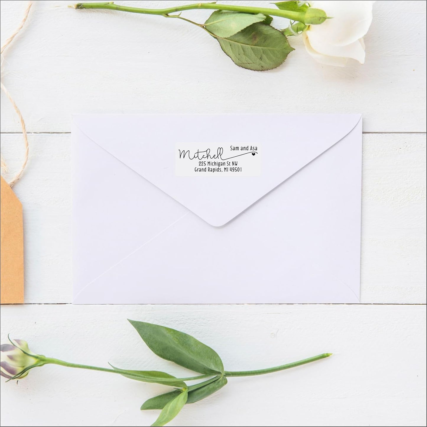 White Address Labels - Personalized Return Address Labels, Custom Printed Mailing and Shipping Labels for Envelopes, Packages, Business, Home Use (Joyful Script)