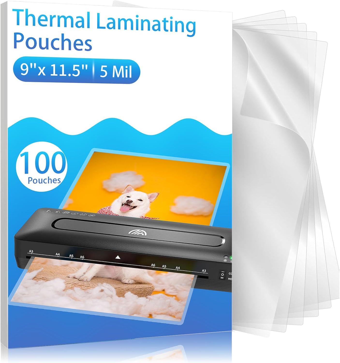 Clear Thermal Laminating Pouches – 9 x 11.5 Inch, 5 mil Thick (100 Pack) – Professional-Grade Lamination Sheets for Documents, Photos & Crafts – Fits 8.5 x 11 Letter Size Paper - [5mil 100 Packs]