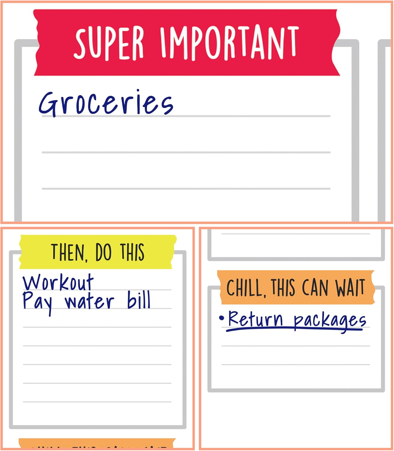 Carson Dellosa Aim High Notepad 3-Pack Set, Note Pads for To Do List, Goals, Checklist, and Classroom Organization Stationary, Desk Accessories and Office Supplies