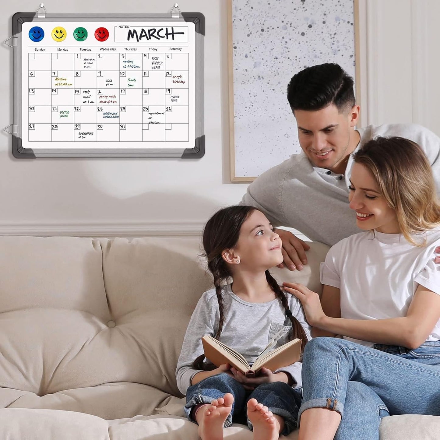 2 Pcs Dry Erase Calendar Whiteboard for Wall, Polegas 16" X 12" Magnetic White Board Board, Small Wall Monthly Double Sided Boards Student, Home, Office (White)