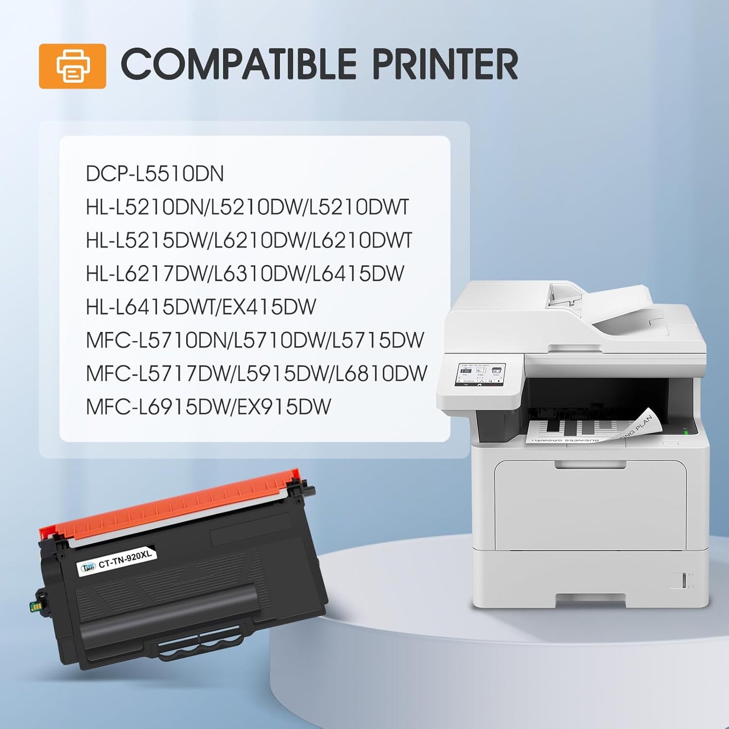 TN920XL TN920 Toner Cartridge Compatible Replacement for Brother TN 920 920XL TN920XXL TN920UXXL TN-920XL for HL-L6210DW HL-L6210DWT HL-L5210DW HL-L5210DN HL-L5210DWT Printer High Yield 4 Pack