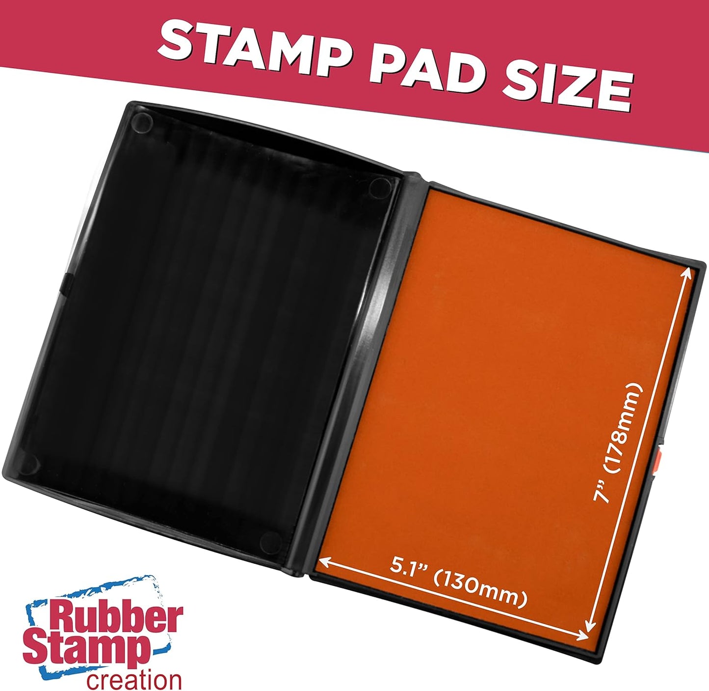 Large Premium Orange Ink Stamp Pad - 5" by 7" - Quality Felt Pad