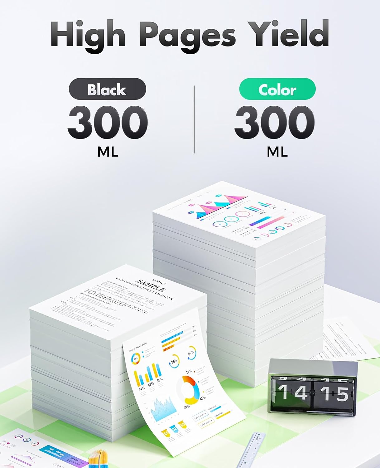 727 Ink Cartridges set 6-Pack 300-ml High Yield Replacement for HP 727 Ink F9J79A C1Q12A F9J76A F9J77A F9J78A F9J80A Compatible with HP DesignJet T930 T920 T1500 T2500 T1530 T2530 Printer Color Inkjet