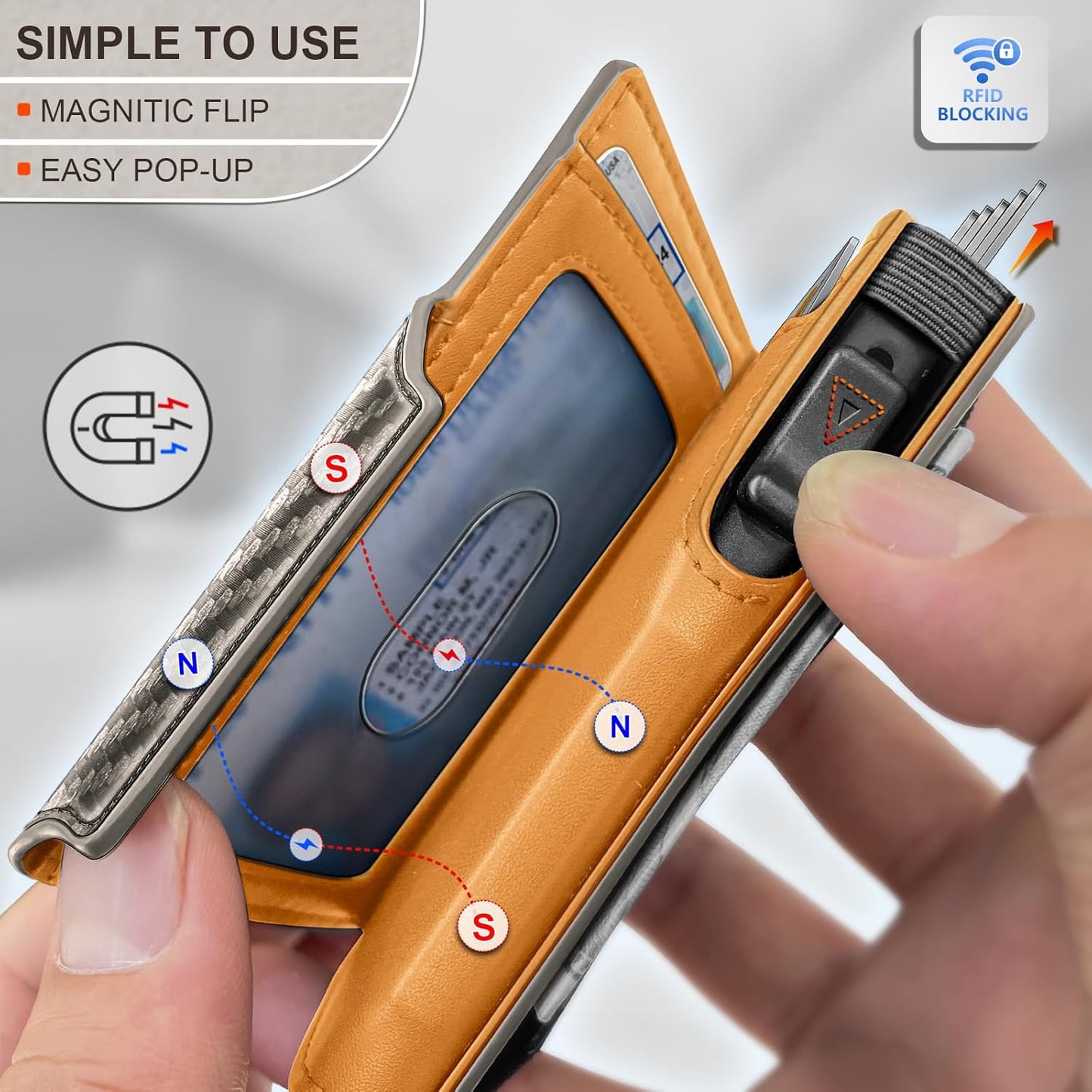 KEMISANT Airtag Wallet Men Gift,Mens Slim Front Pocket Wallet Money Clip Standard or Apple Airtag Use 3.8"×2.8"×0.9"