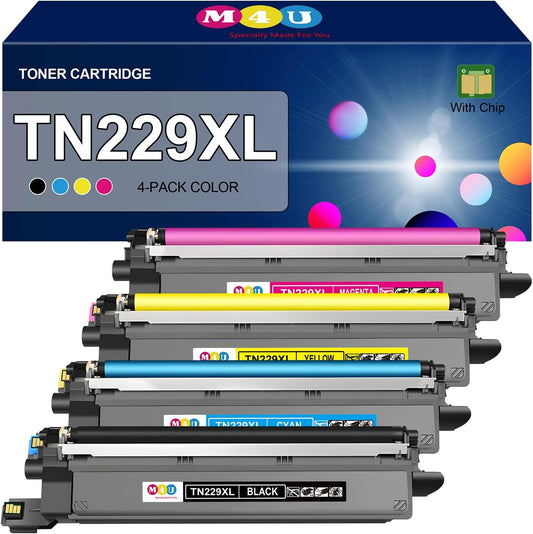 TN229XL Toner Cartridge 4 Pack(with Chip) Compatible with Brother TN229XL Toner Cartridge, Working with MFC-L3720CDW MFC-L3780CDW HL-L3220CDW HL-L3280CDW HL-L3300CDW Printer (BK/C/M/Y-4 Pack)