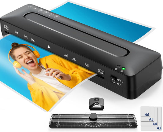 Laminator Machine 11x17 Laminator - 13 Inch Cold Thermal Laminators Machine with Laminating Sheets, A3 Personal Laminators for Teachers, Laminating Machine 90s Warm-Up No Jam for Home Office School