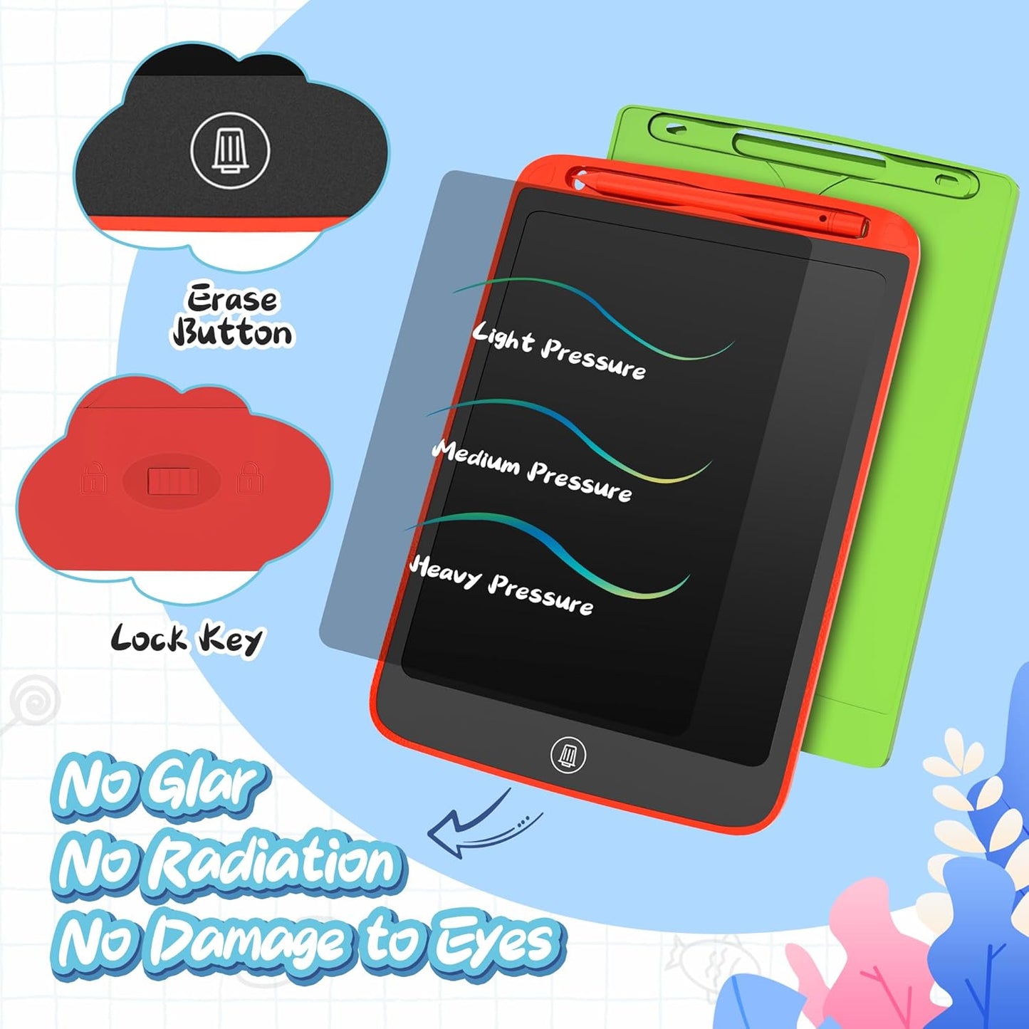 SOOOO LCD Writing Tablet for Kids 2 Pack, 10 inch Colorful Doodle Board for 3 4 5 6 Year Old Kid, Sensory Toy, Educational Sketch Pad Toys for Girls Boys, Gifts for Kid, Randomly a Lanyard