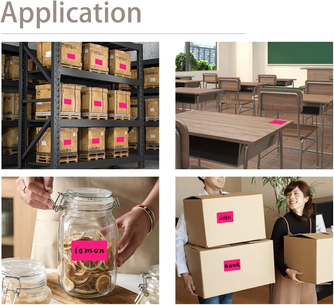 PARLAIM 5" x 3" Rectangle Color Coding Labels,500 per Inventory Labels Color Code Stickers Dispenser Box,Sticker Labels for Inventory &Family School Storage Bins Label (Fluorescent Pink)