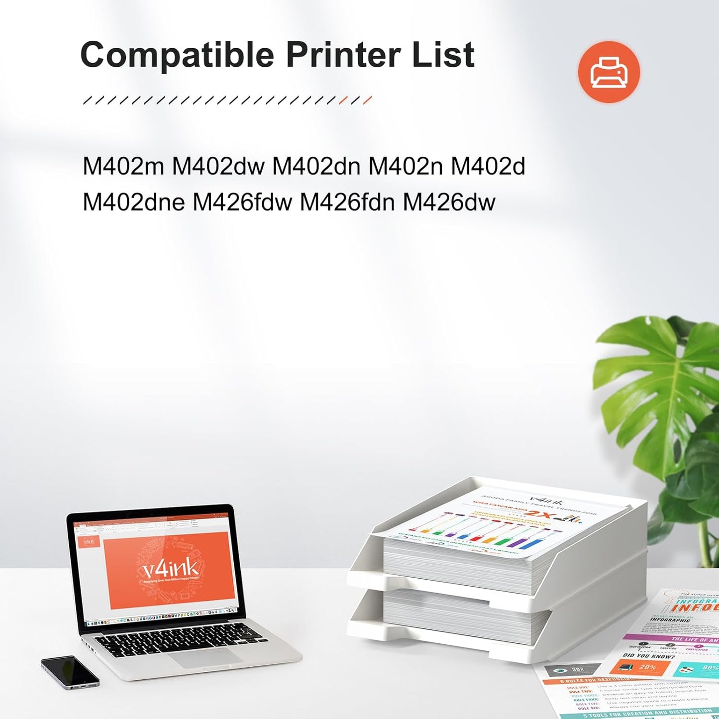 v4ink 2-Pack Compatible 26X Toner Cartridge Replacement for HP 26X CF226X Toner Cartridge High Yield Black Ink for HP Pro M402n M402dn M402dne M402dw MFP M426fdw M426fdn M426dw M402 M426 New Version