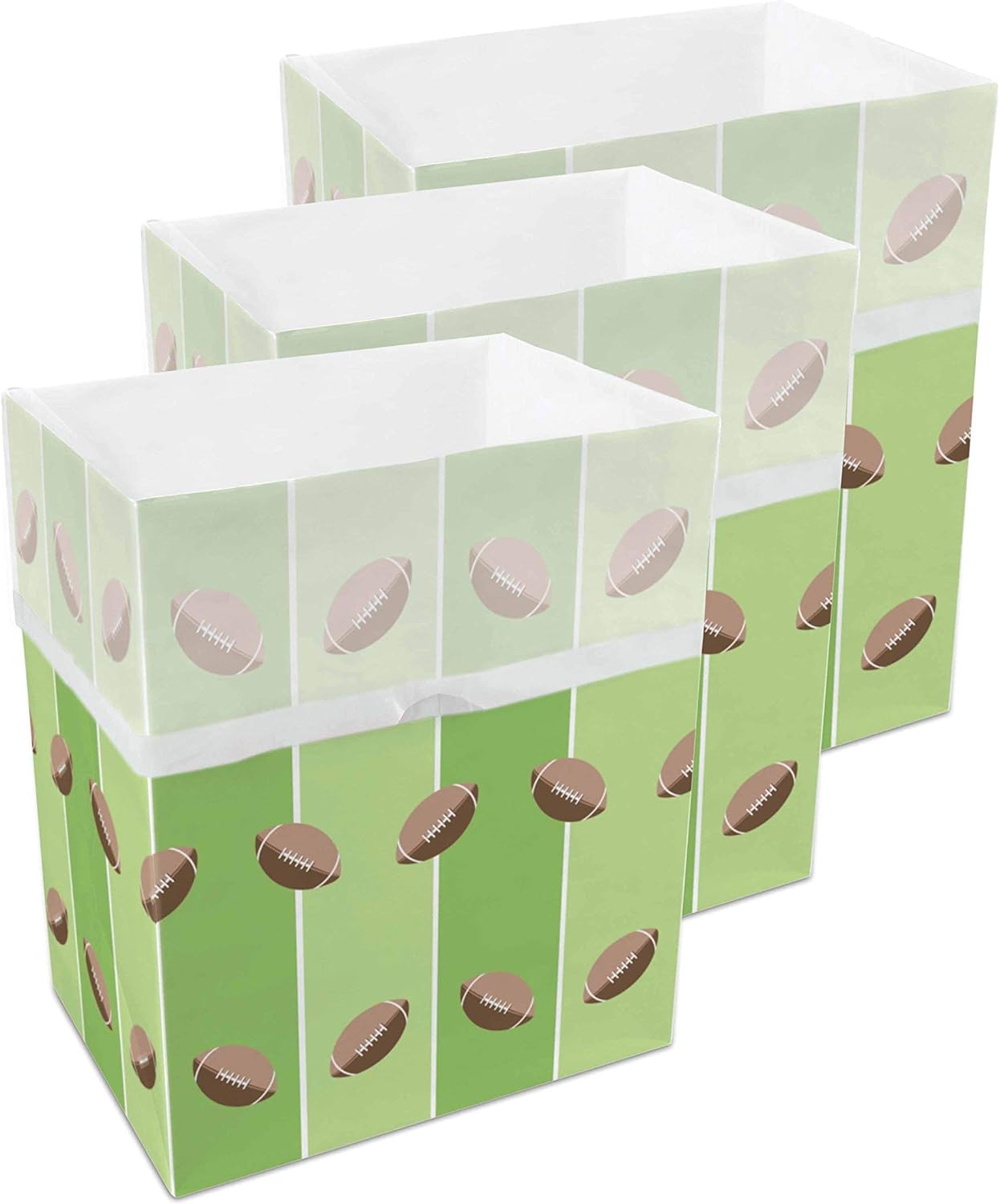 | 13 Gallon Disposable Trash Cans (3-Pack) with Fitted Trash Bags - Reusable Garbage and Recycling Bins for Parties, Events, and More (Tailgating - 17" Height x 13.5" Width x 10" Depth)