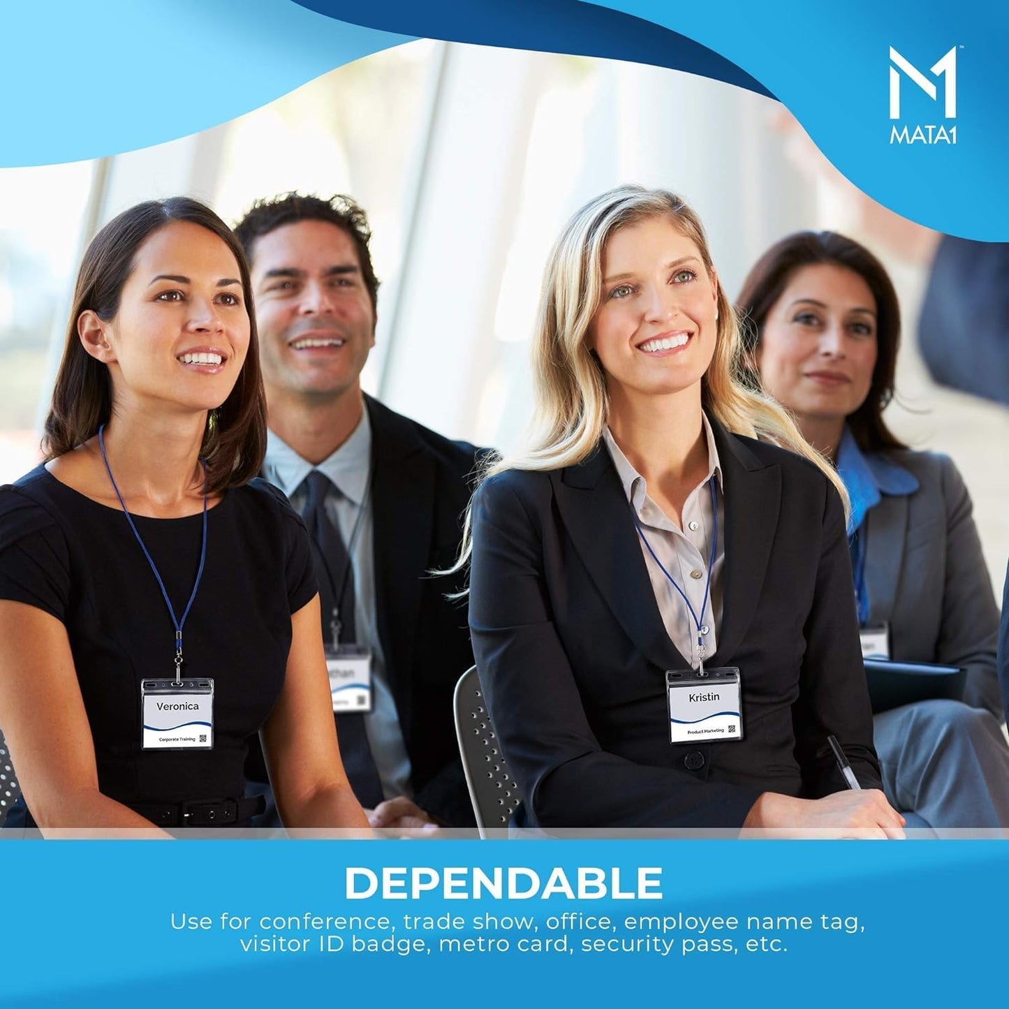 Mata1-USA Plastic Extra-Thick Horizontal Card Protector (Clear, 4x3 Inch, 1000 Pack), Large Size No Zipper ID Name Badge Holder