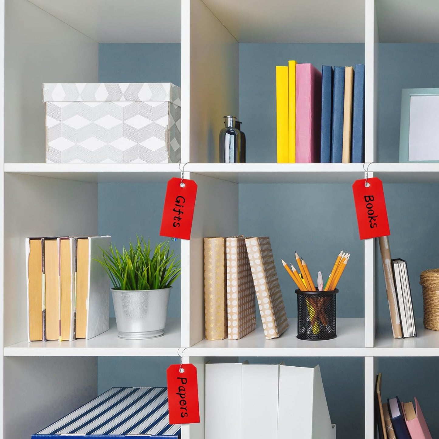 1000 Pieces Plastic Shipping Tags with Wire Labeling Tags Waterproof Hang Tags with Reinforcement Hole Writable Luggage tag Loops for Equipment Inventory Parts Garage (Red, 4 3/4" x 2 3/8")