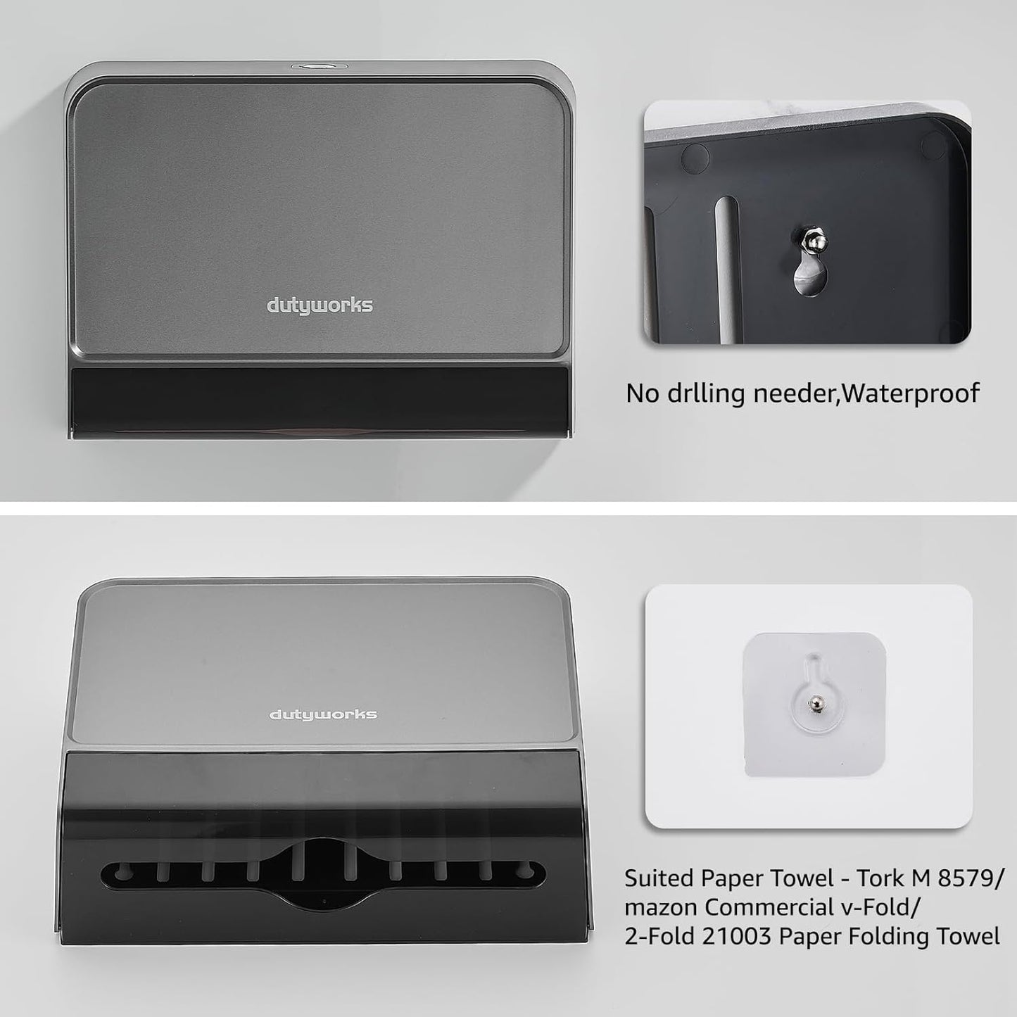 Paper Towel Dispenser Wall Mounted, Multifold Hand Towel Dispenser for Kitchen Bathroom Home Business, Trifold/C Fold/Z Fold Paper Towel Holder with Lock, Universal Paper, Black