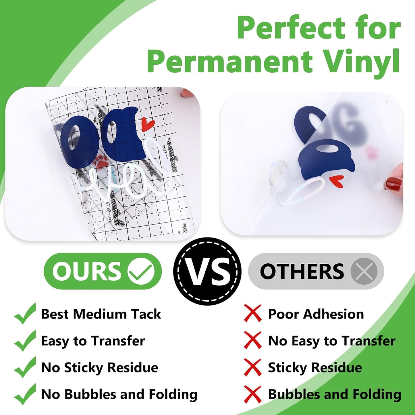 TECKWRAP Transfer Tape for Vinyl Vinyl Transfer Tape - 12" x 52FT Adhesive Transfer Tape for Permament Viyln Decals and Stickers,Windows,Signs,Clear Alignment Grid