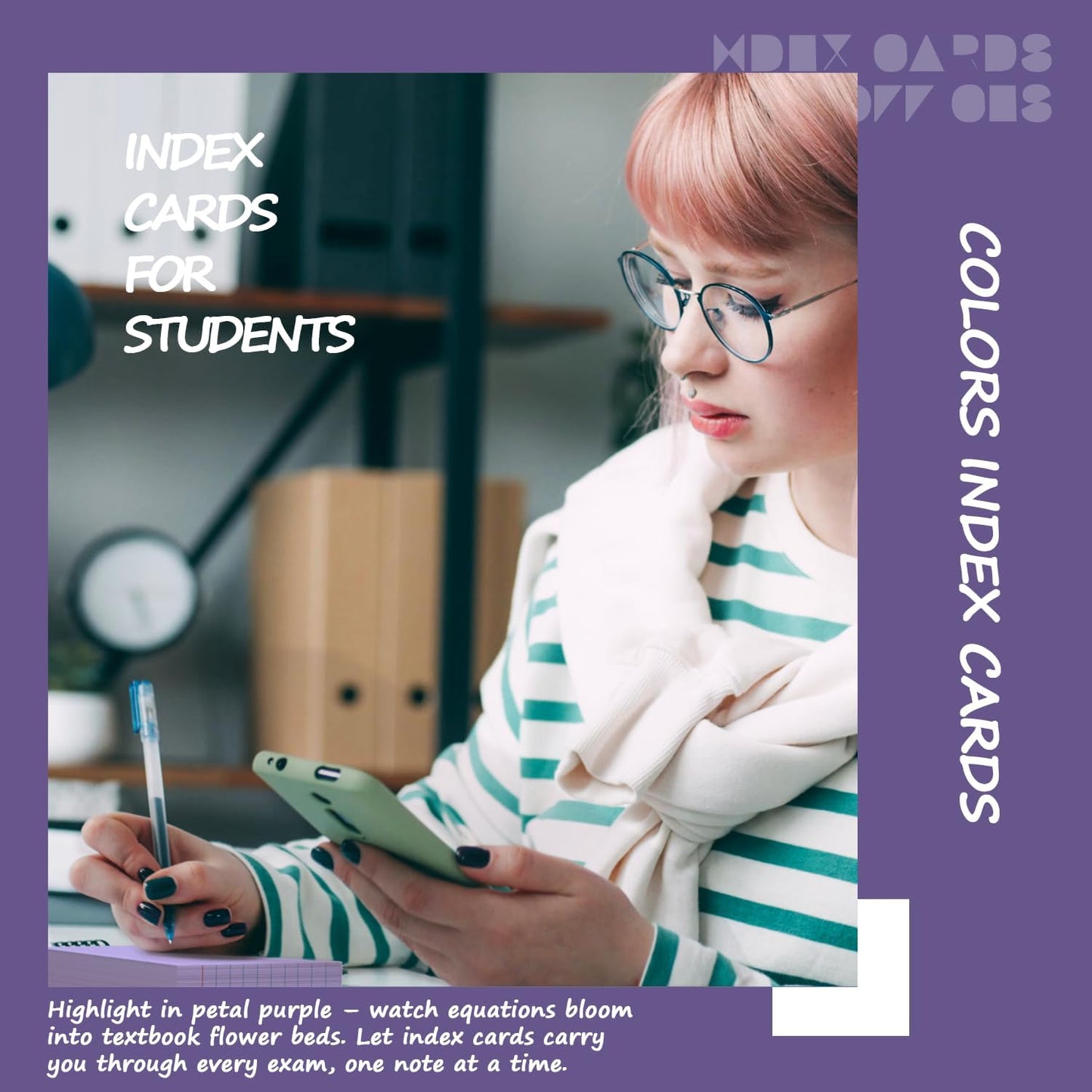 Purple Index Cards 3x5 Inch - 200 Pack, Ruled Index Flash Cards for Studying, 180GSM Purple Note Cards 3x5 Lined Index Cards, Flashcards 3 x 5 Notecards Lined College Ruled Study Card for Offices