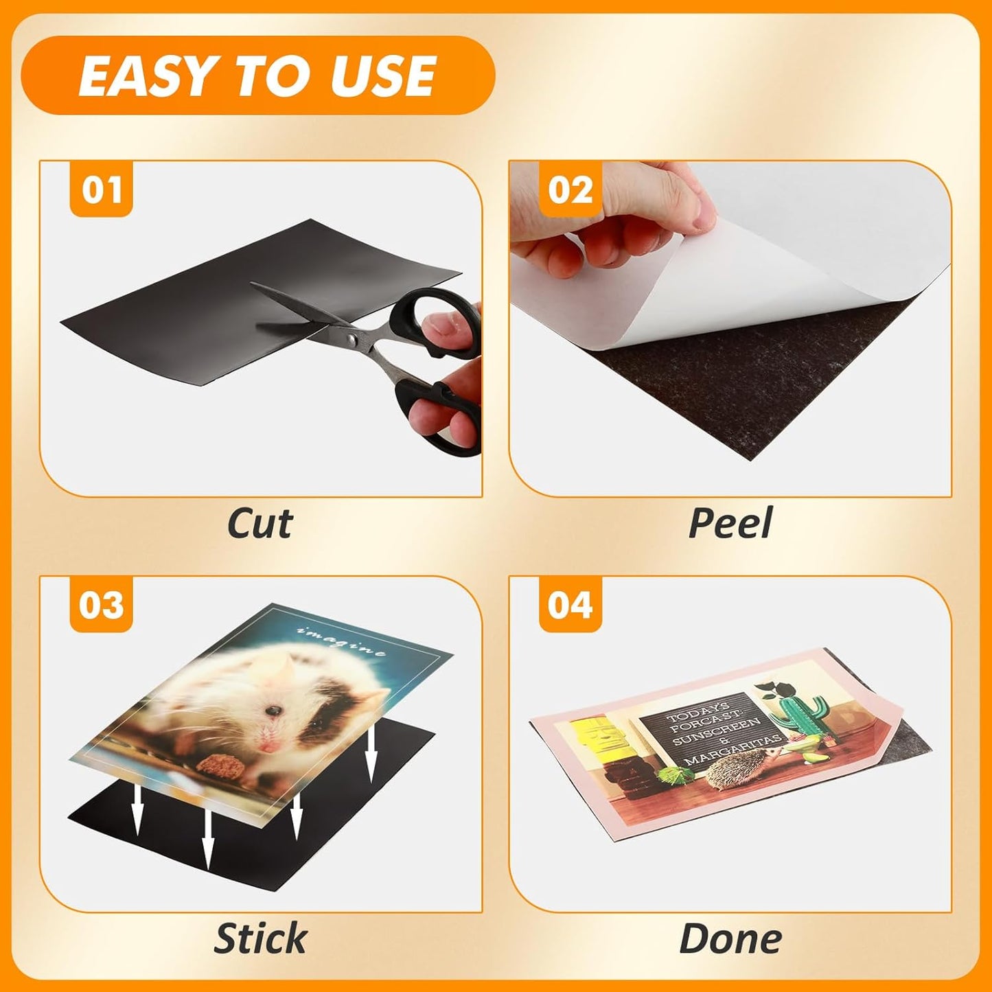 Flexible Magnetic Sheets with Adhesive Backing, 8 x 10 Inch, 20 Packs, Magnetic Contact Paper for Dies, Photos, School, Home, Office