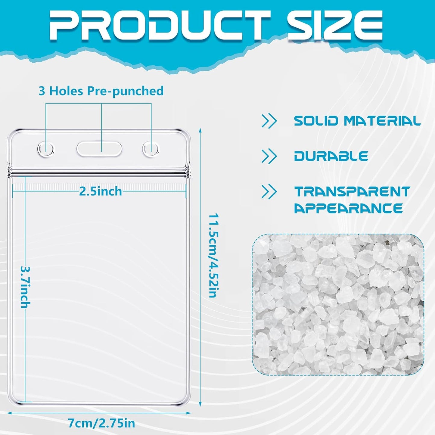 BESARME 30 Pack Vertical ID Badge Holders Clear Plastic Waterproof Card Holder Resealable for Office Worker Teacher