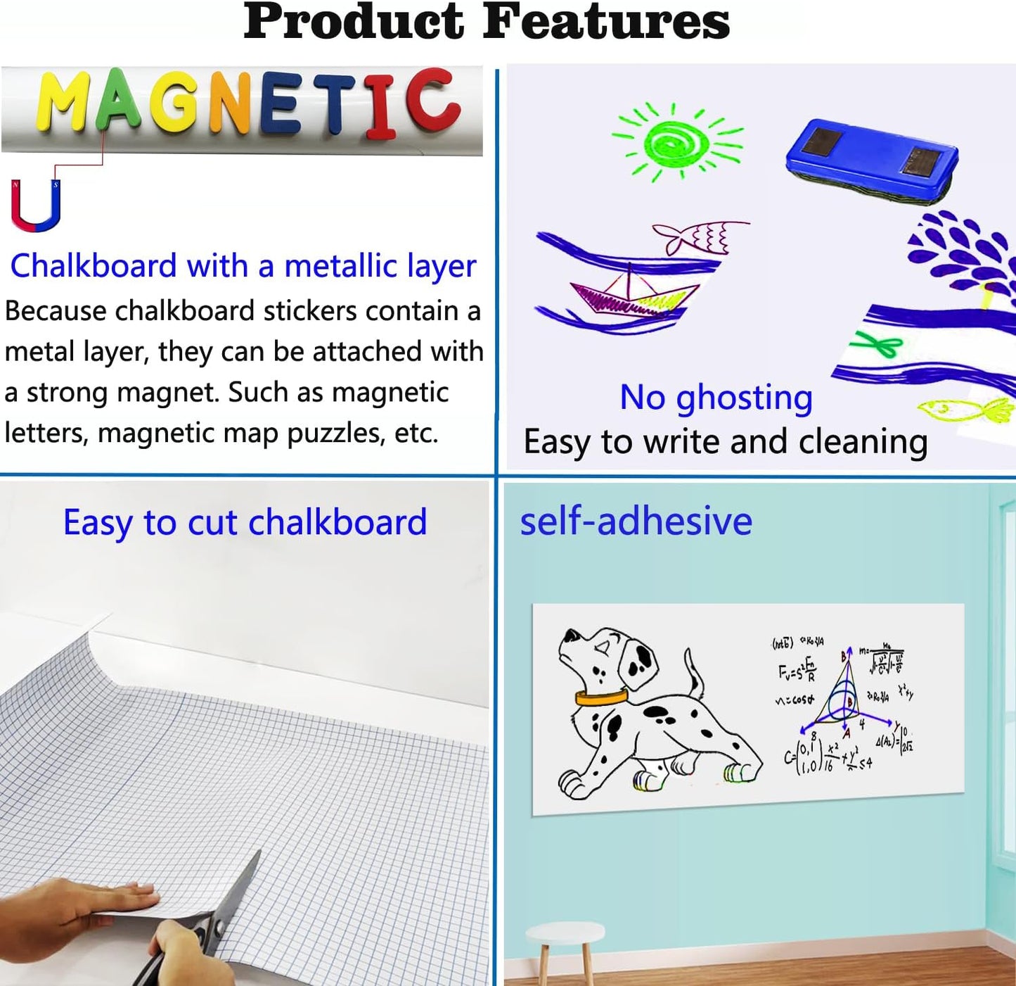 Magnetic Whiteboard Paper for Wall 46.3" x 18" Adhesive Magnetic Dry Erase White Board Sticker with 36 Magnet Letters 6 Markers for Kid Removable Peel and Stick Whiteboard Wallpaper Roll